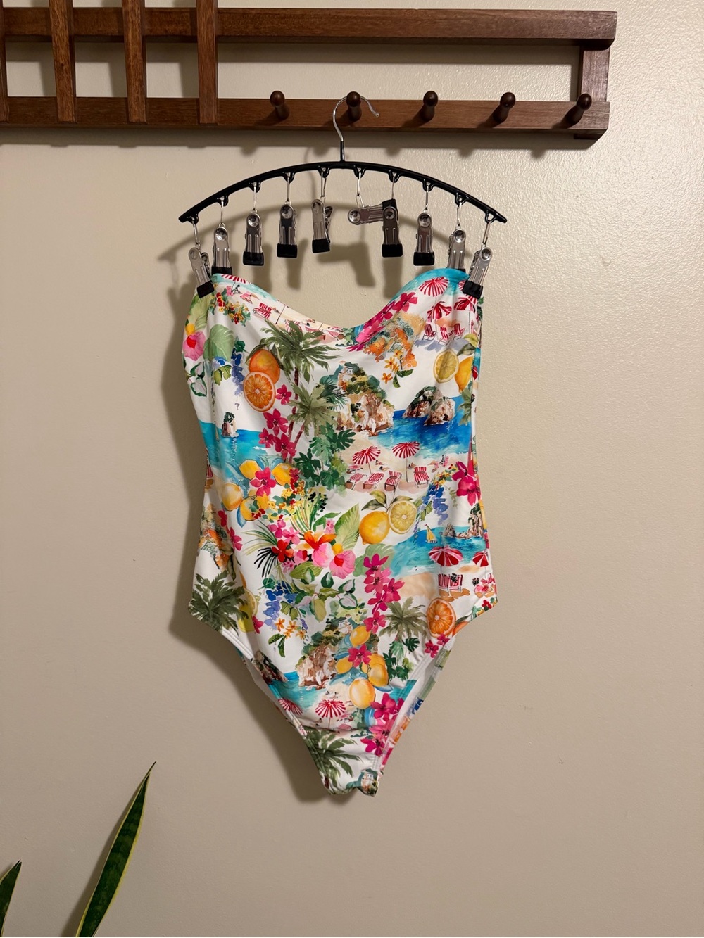 Shade & Shore Tropical Floral One-Piece Swimsuit - White with Multicolor Print